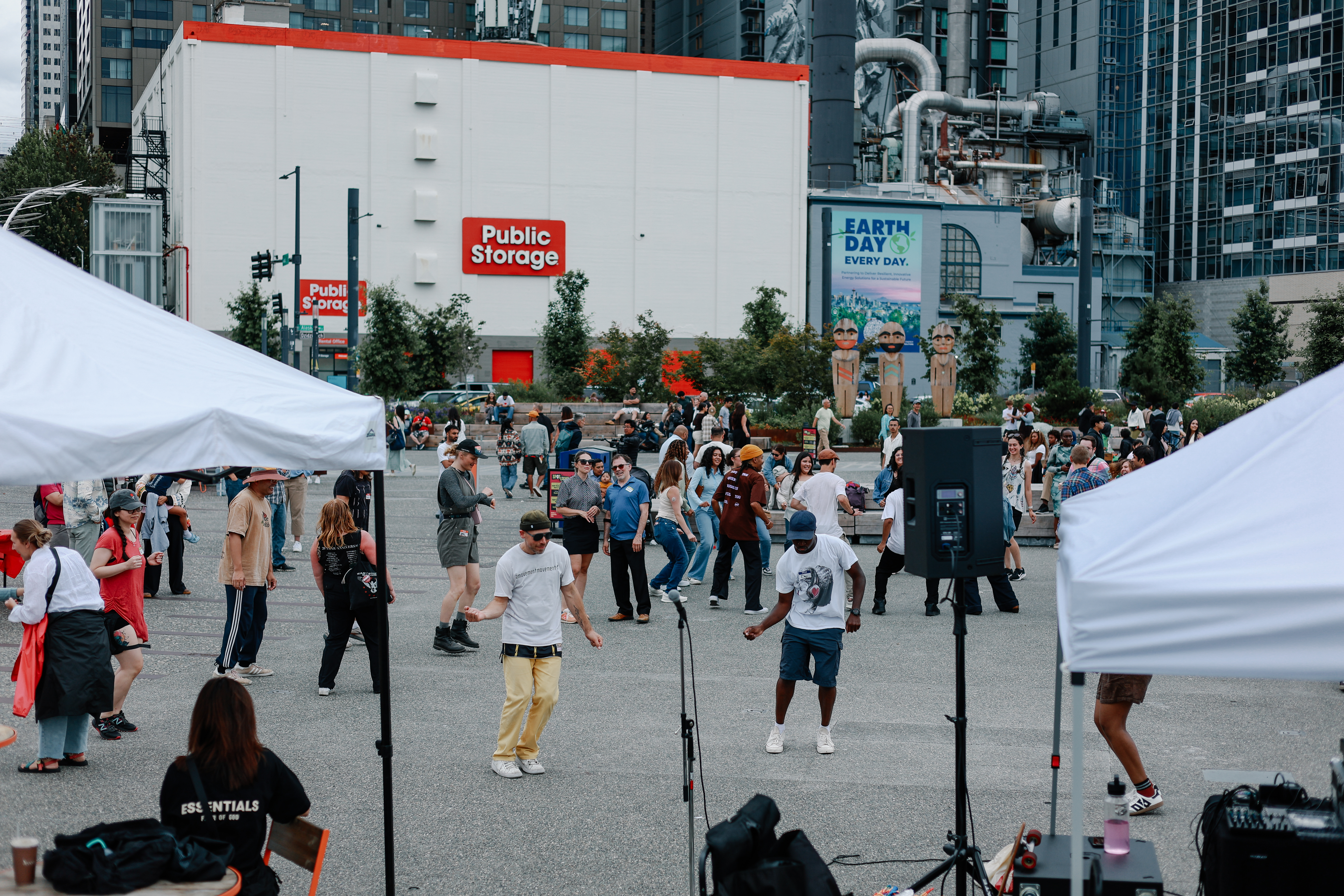 Dancing at Hustle on the Pier, Seattle waterfront
